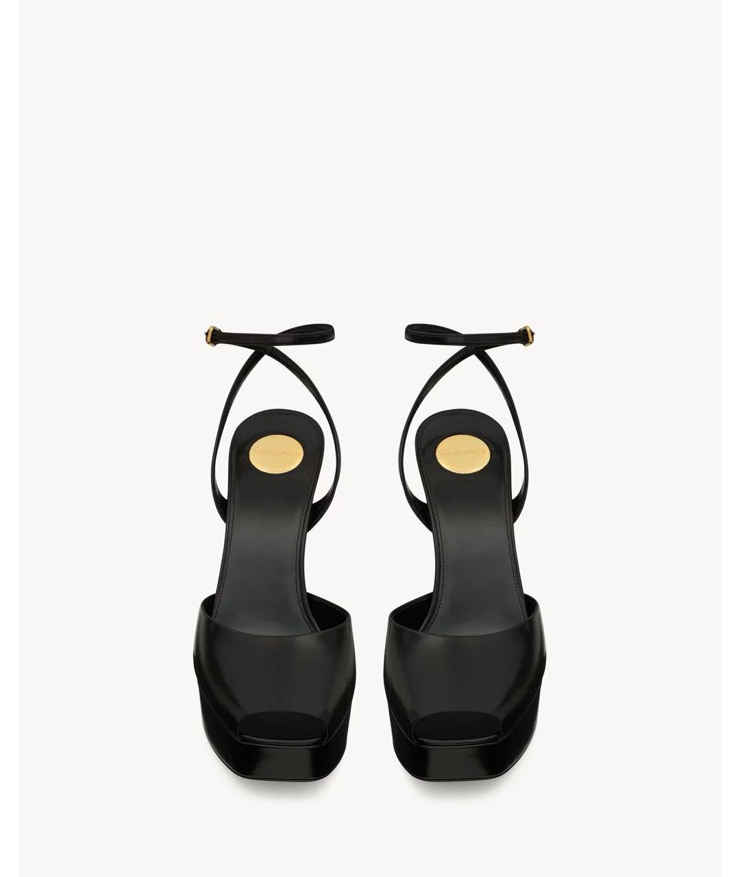 SAINT LAURENT Черные кожаные босоножки, фото 3