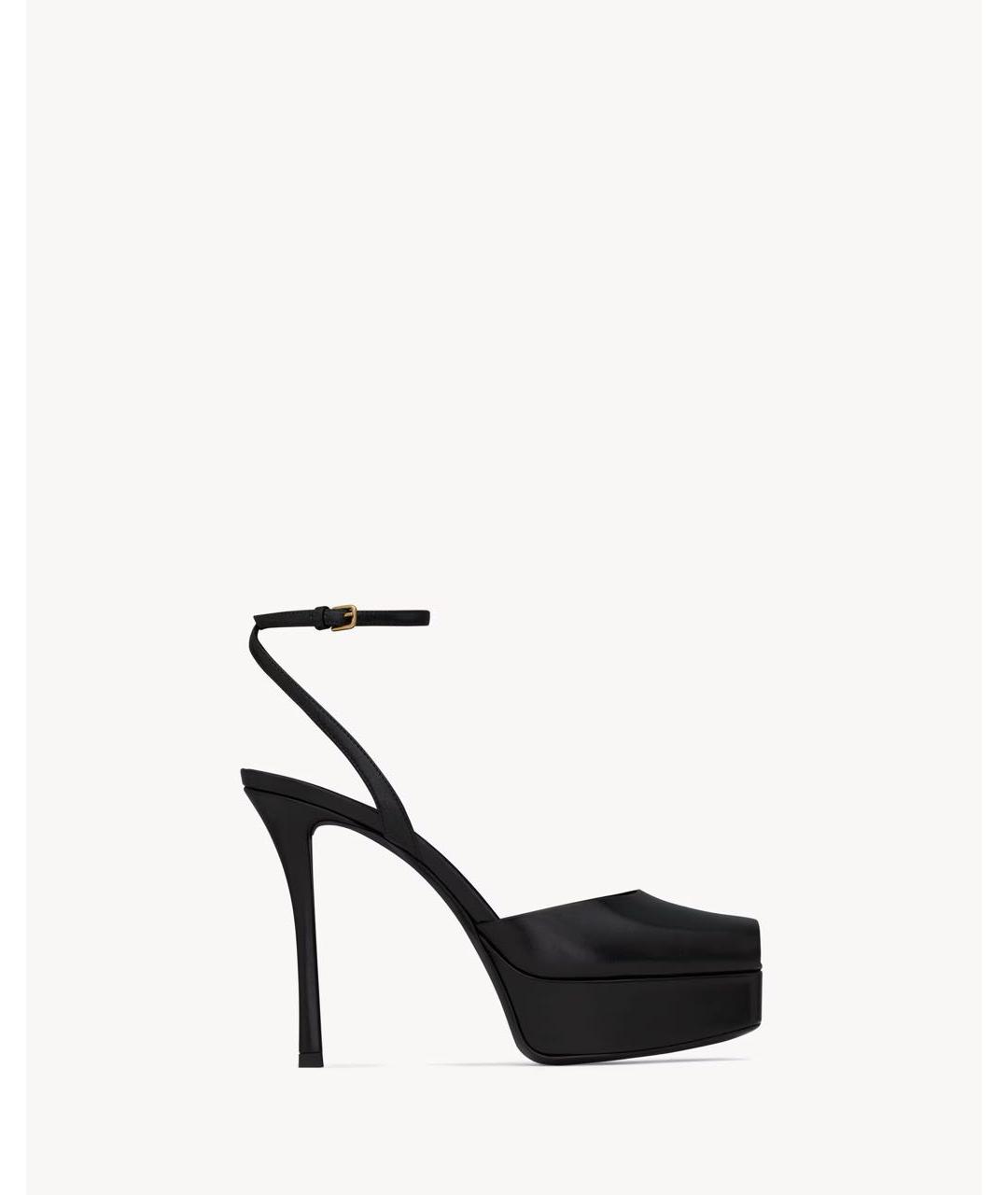 SAINT LAURENT Черные кожаные босоножки, фото 7