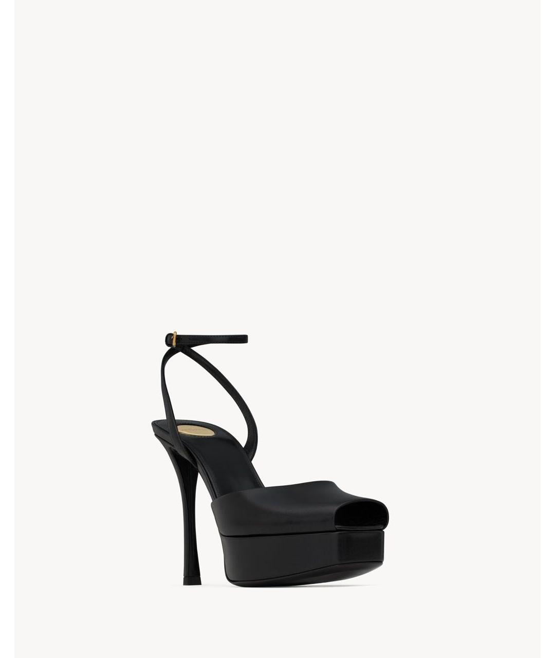 SAINT LAURENT Черные кожаные босоножки, фото 6