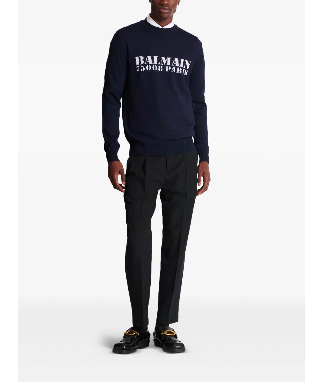 BALMAIN Темно-синий джемпер / свитер, фото 2