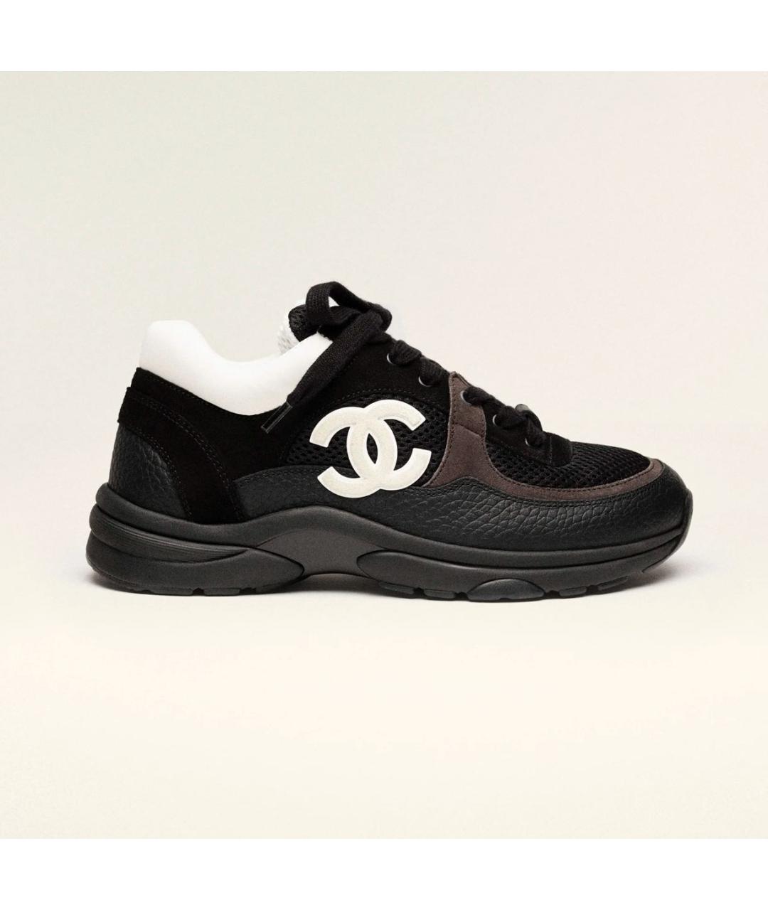 CHANEL Черные кожаные кроссовки, фото 4