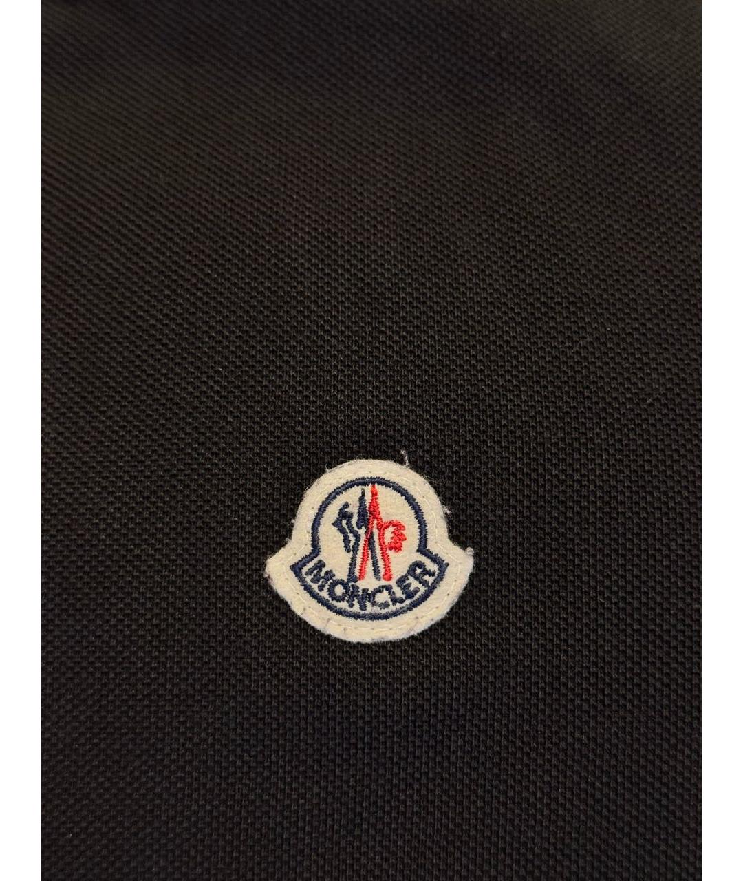 MONCLER Черное хлопковое поло с коротким рукавом, фото 2
