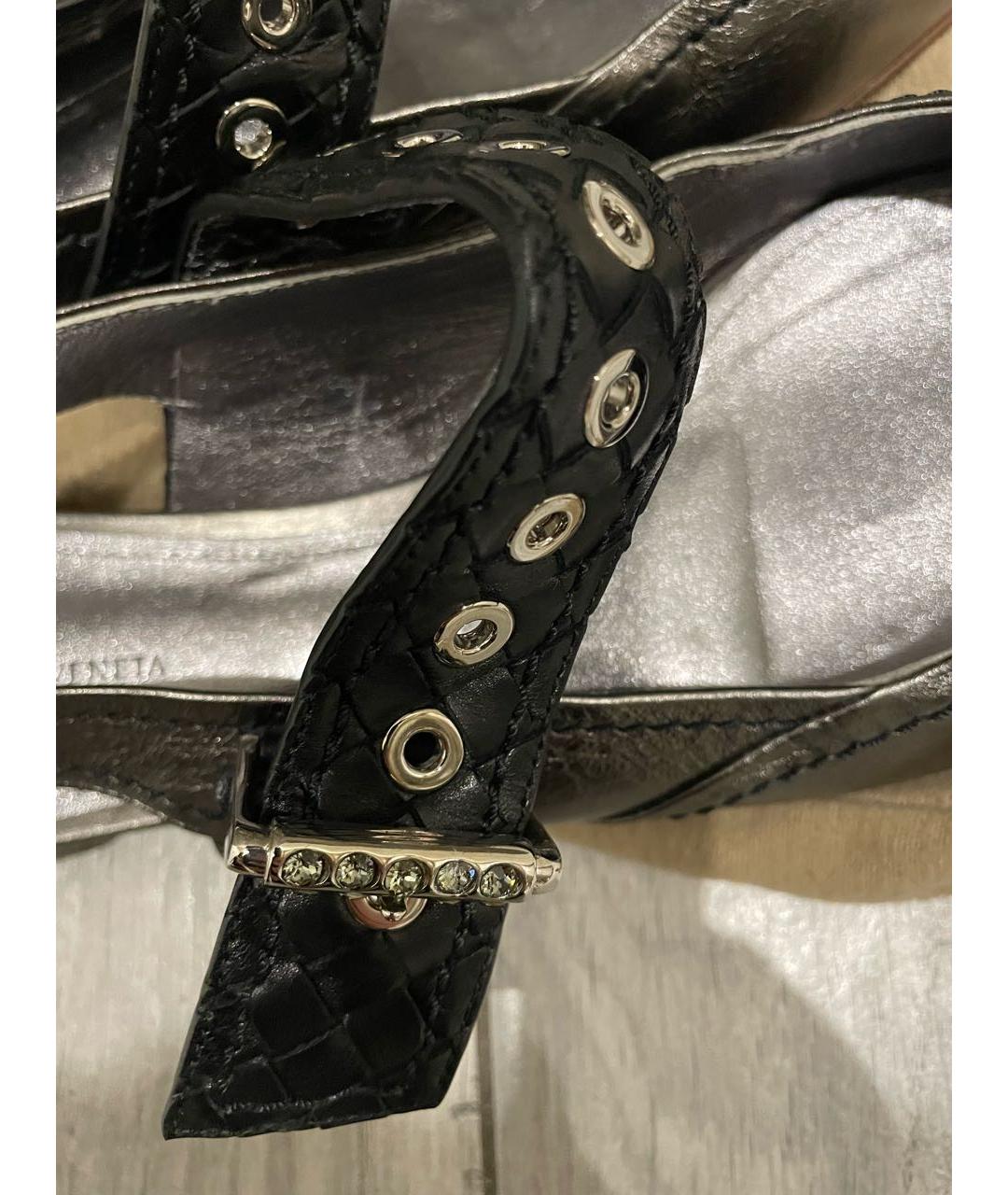 BOTTEGA VENETA Серебряные кожаные балетки, фото 6
