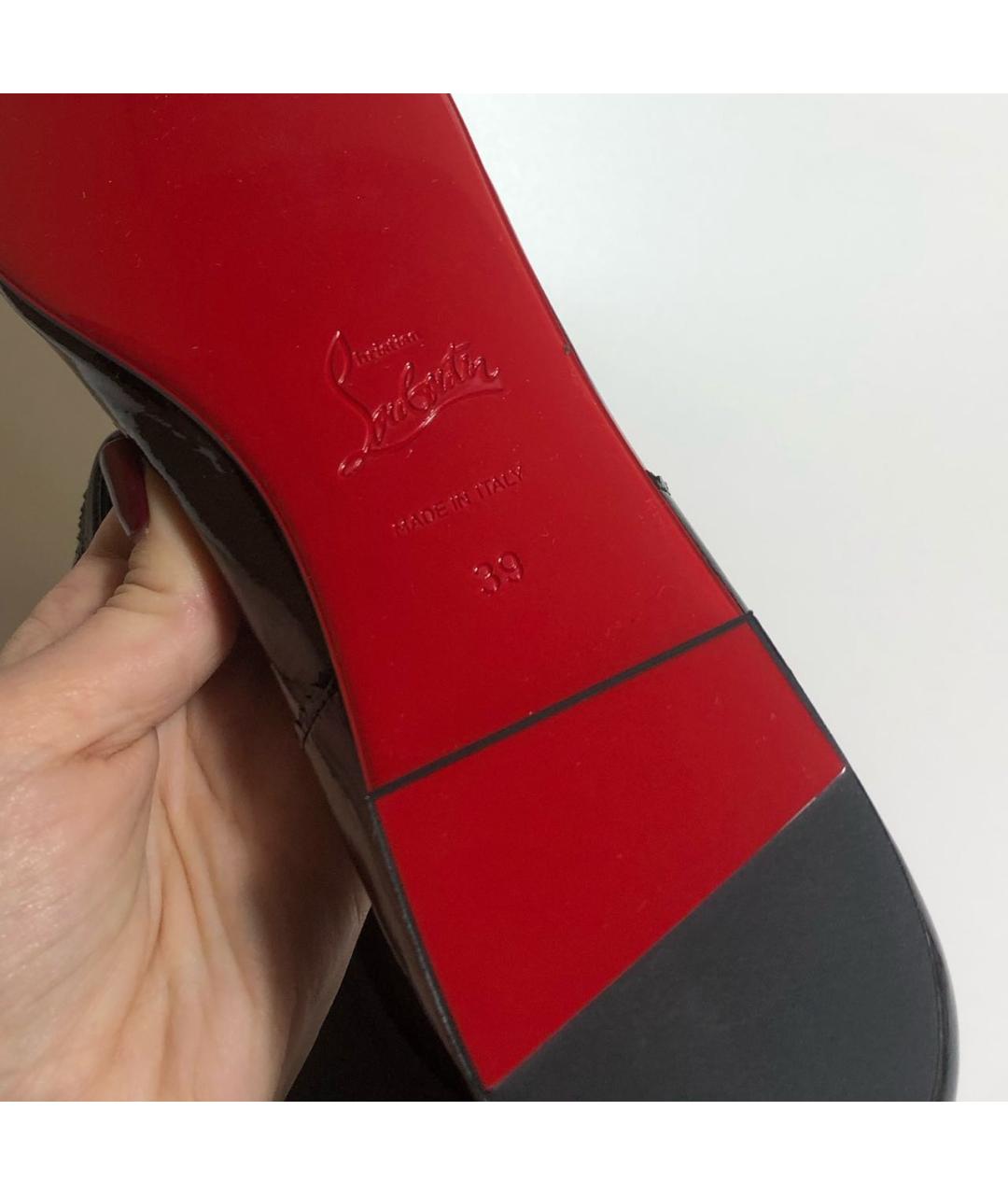 CHRISTIAN LOUBOUTIN Черные балетки из лакированной кожи, фото 4