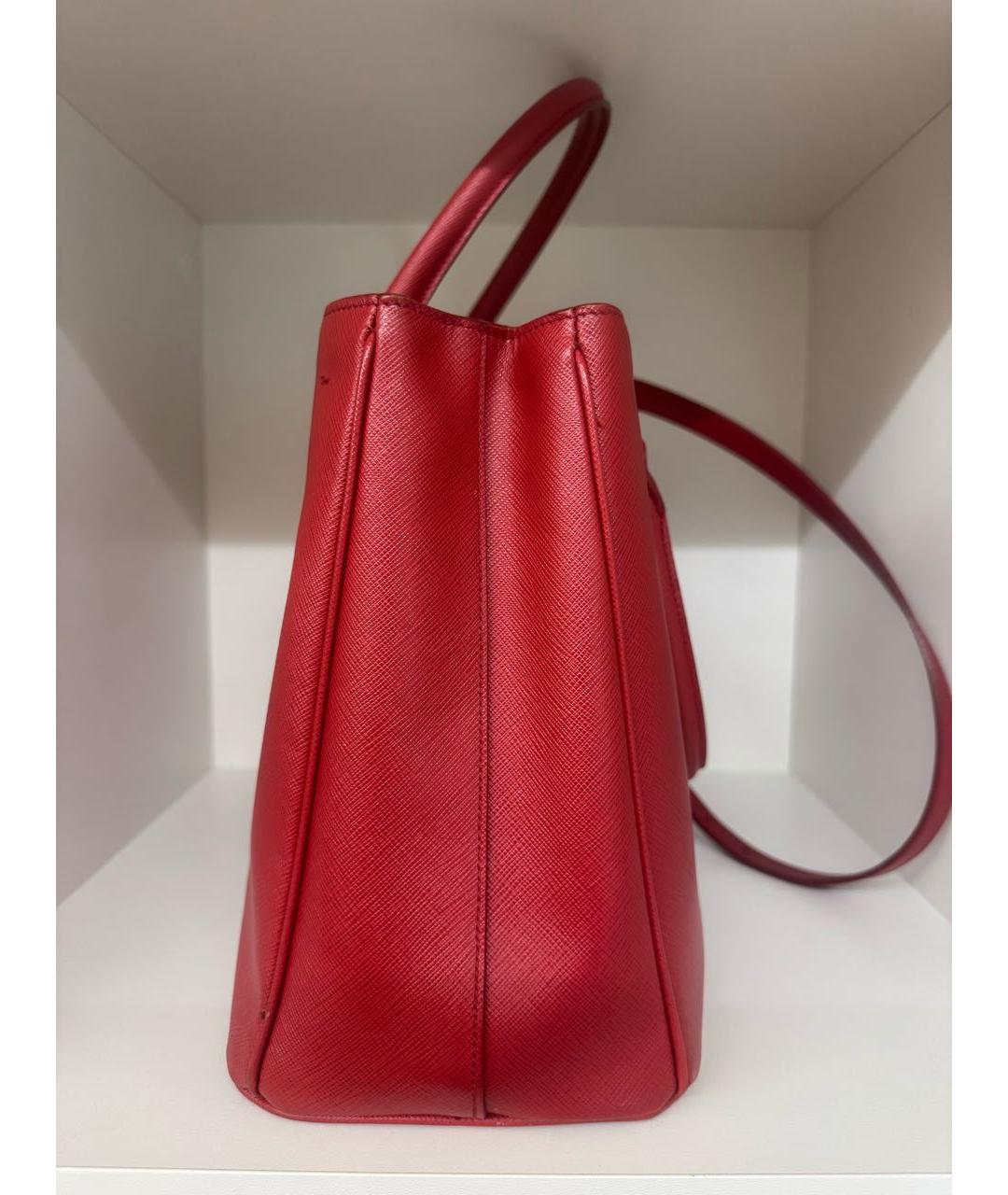PRADA Красная кожаная сумка с короткими ручками, фото 4