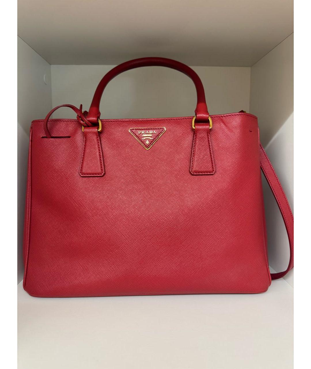 PRADA Красная кожаная сумка с короткими ручками, фото 7