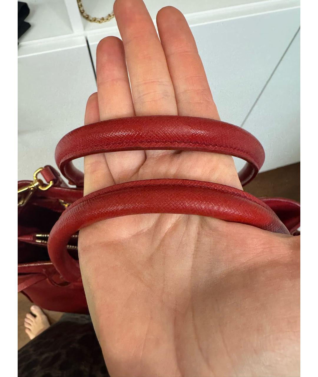 PRADA Красная кожаная сумка с короткими ручками, фото 5