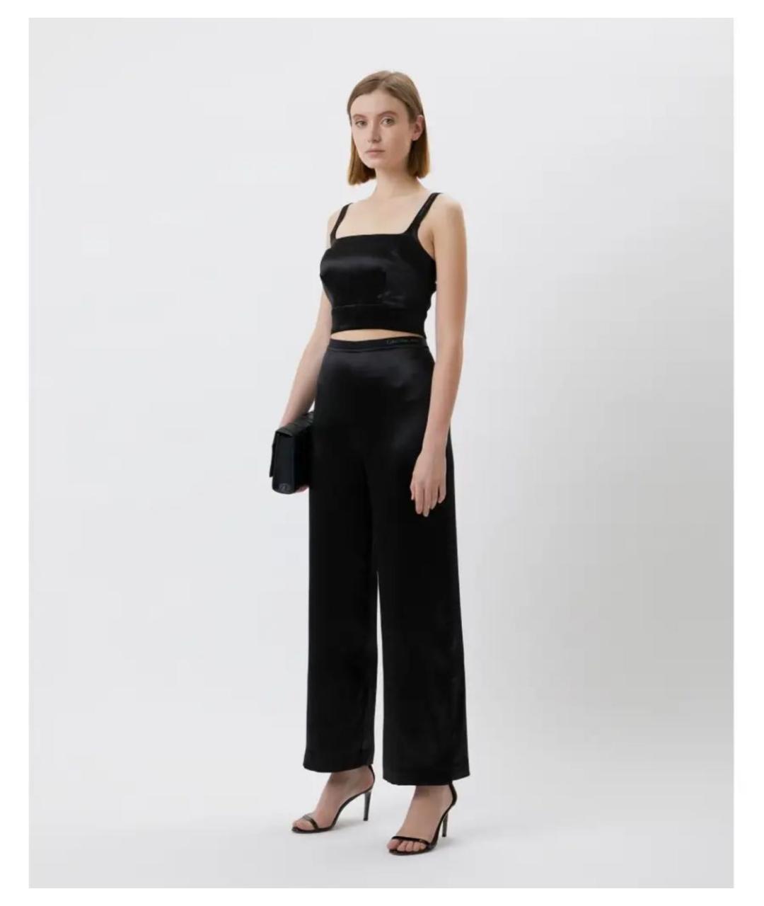 CALVIN KLEIN Черные атласные прямые брюки, фото 4