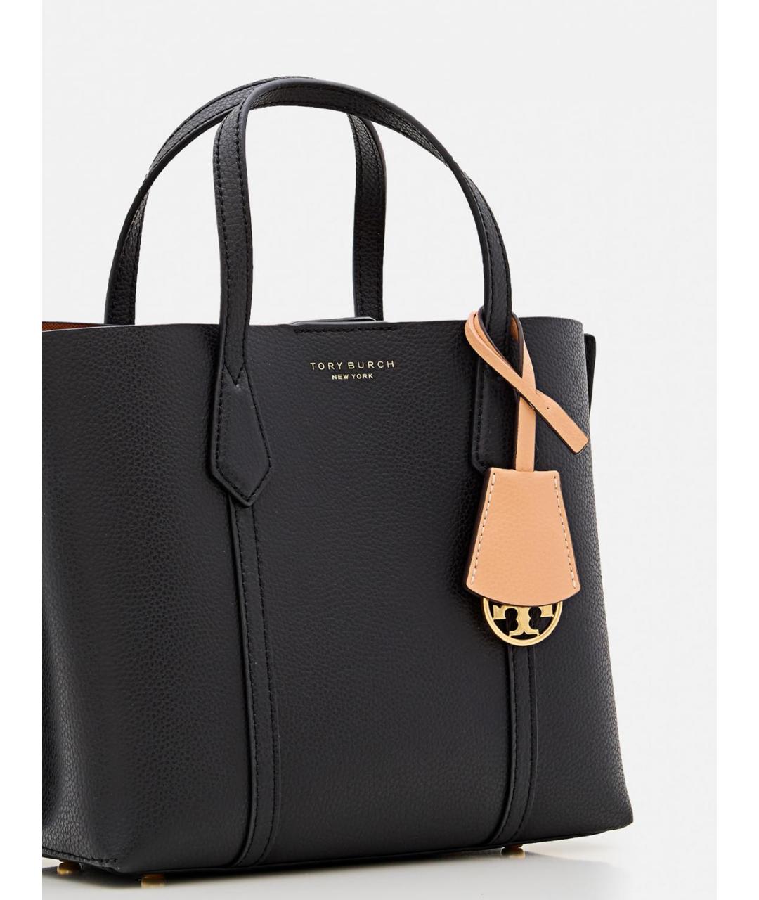 TORY BURCH Черная кожаная сумка тоут, фото 3