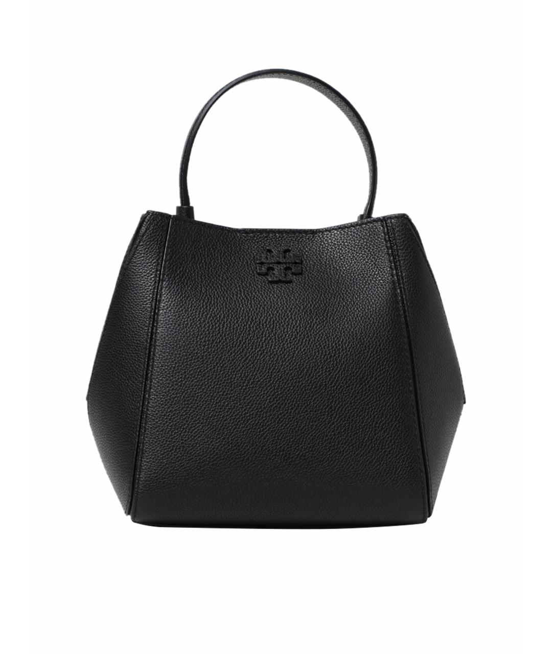 TORY BURCH Черная кожаная сумка с короткими ручками, фото 1