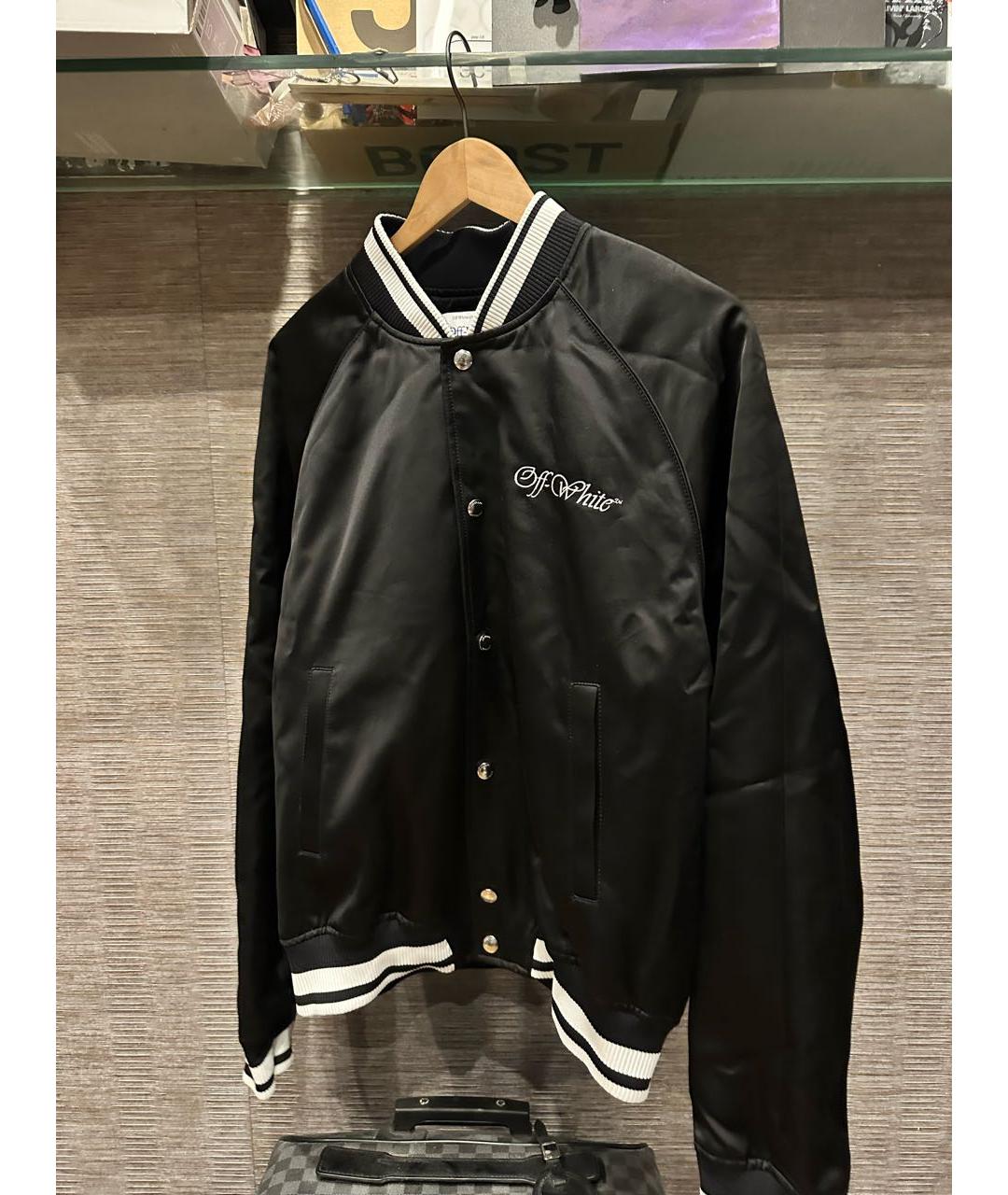 OFF-WHITE Черная атласная куртка, фото 5