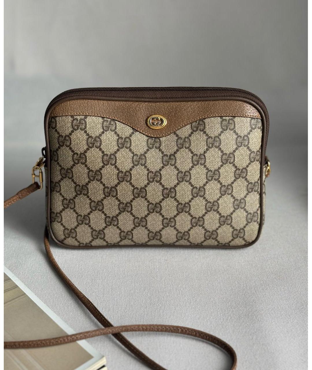 GUCCI Коричневая кожаная сумка через плечо, фото 6