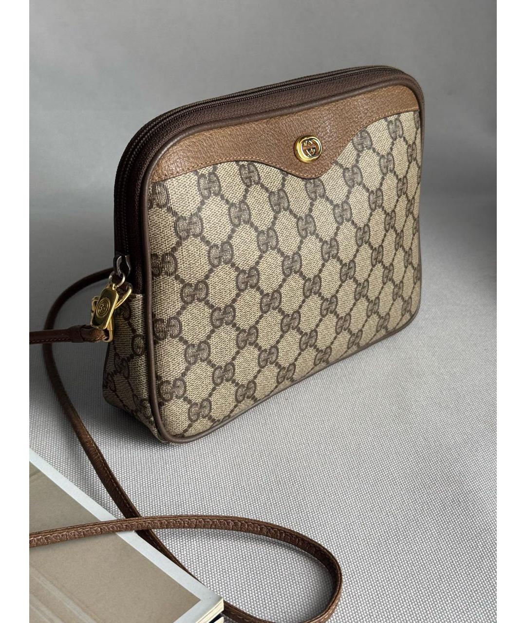 GUCCI Коричневая кожаная сумка через плечо, фото 3