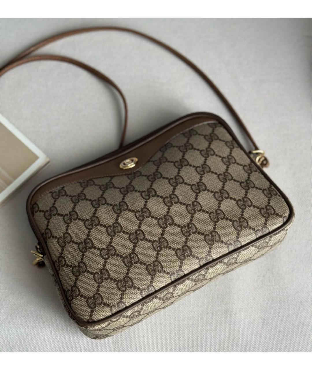 GUCCI Коричневая кожаная сумка через плечо, фото 5