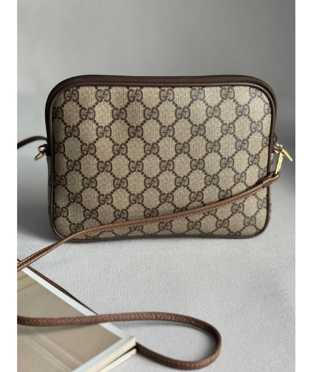 GUCCI Коричневая кожаная сумка через плечо, фото 4