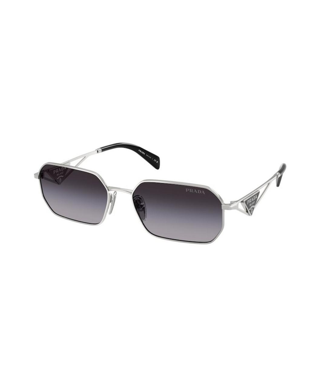 PRADA Серебряные металлические солнцезащитные очки, фото 1