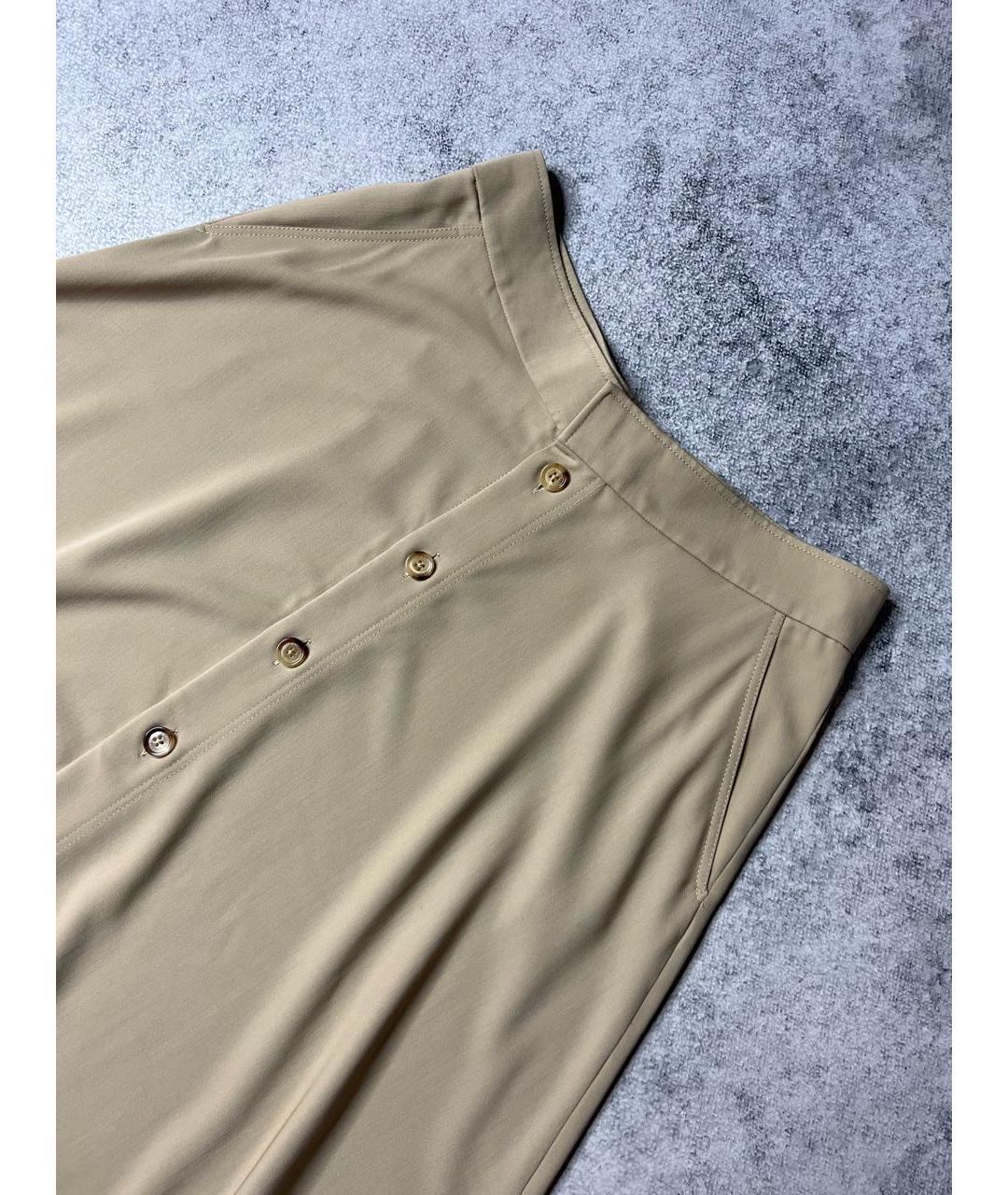 RALPH LAUREN PURPLE LABEL Бежевая шерстяная юбка миди, фото 3