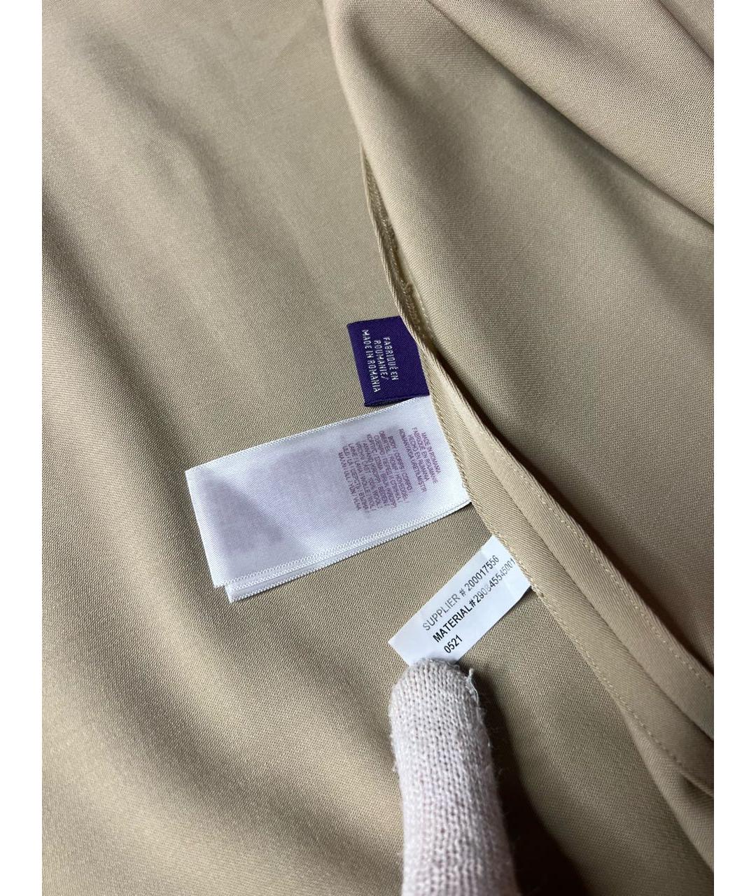 RALPH LAUREN PURPLE LABEL Бежевая шерстяная юбка миди, фото 8