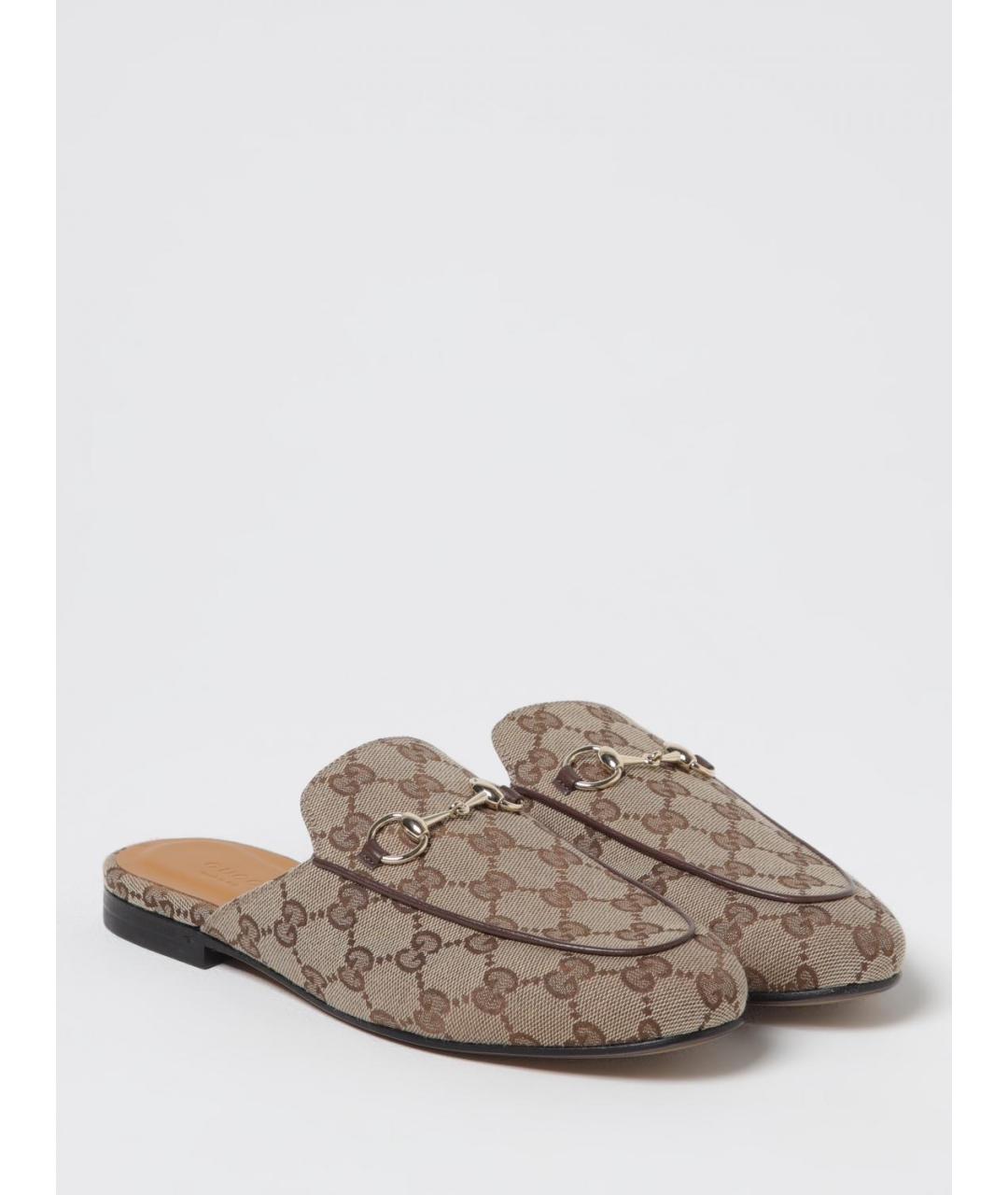 GUCCI Бежевые текстильные мюли, фото 2