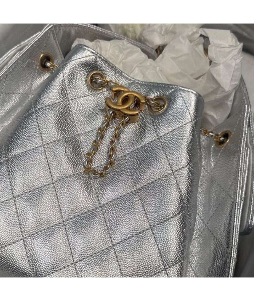 CHANEL Серебряная кожаная сумка тоут, фото 3