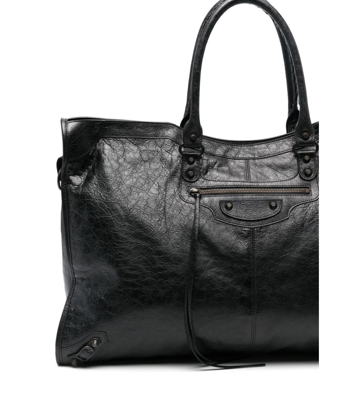 BALENCIAGA Черная кожаная сумка тоут, фото 4
