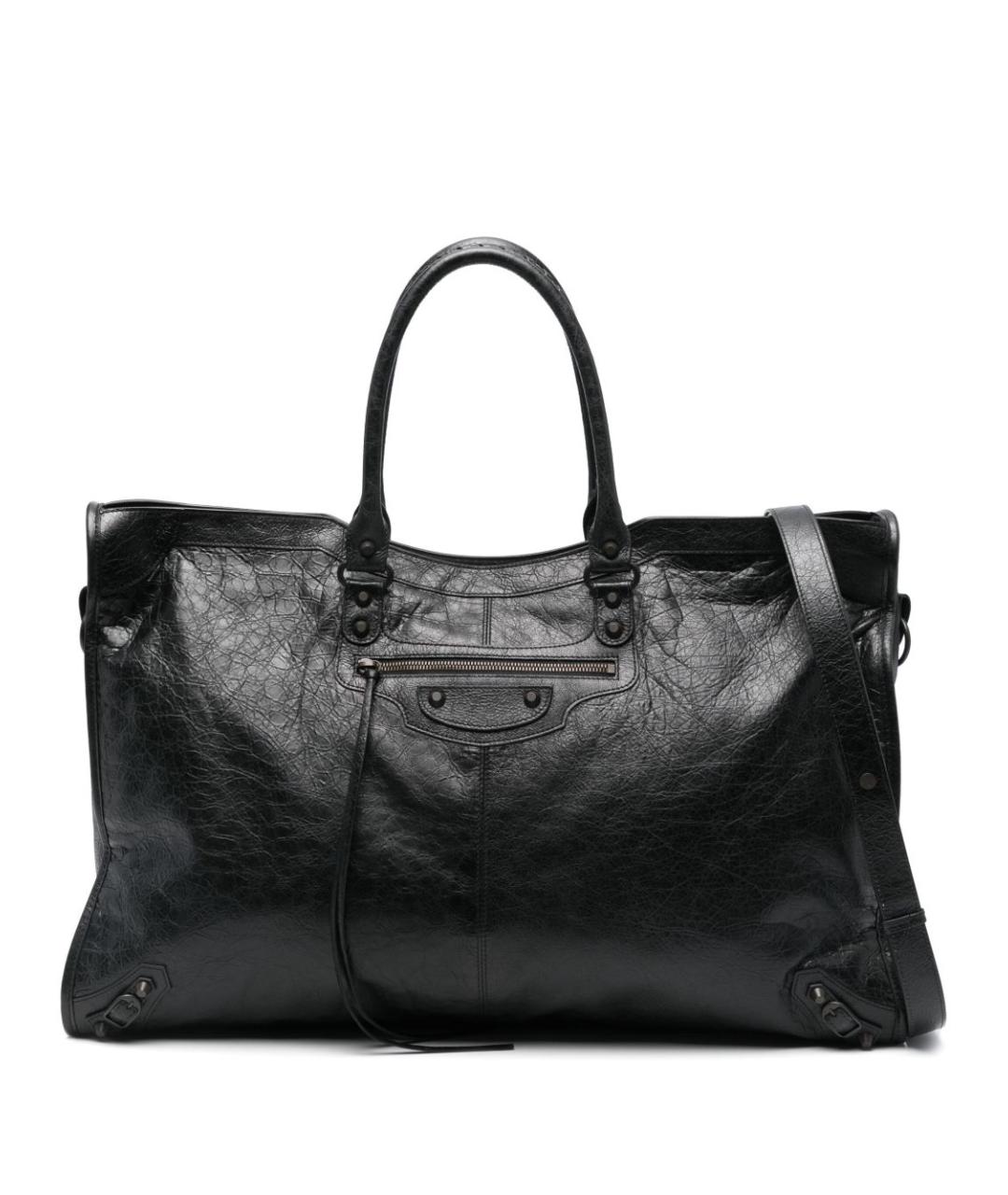 BALENCIAGA Черная кожаная сумка тоут, фото 1