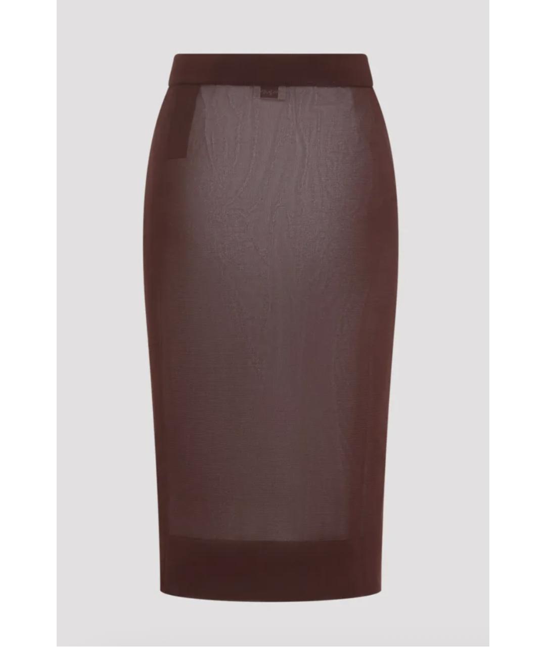 SAINT LAURENT Бордовая полиамидовая юбка миди, фото 4