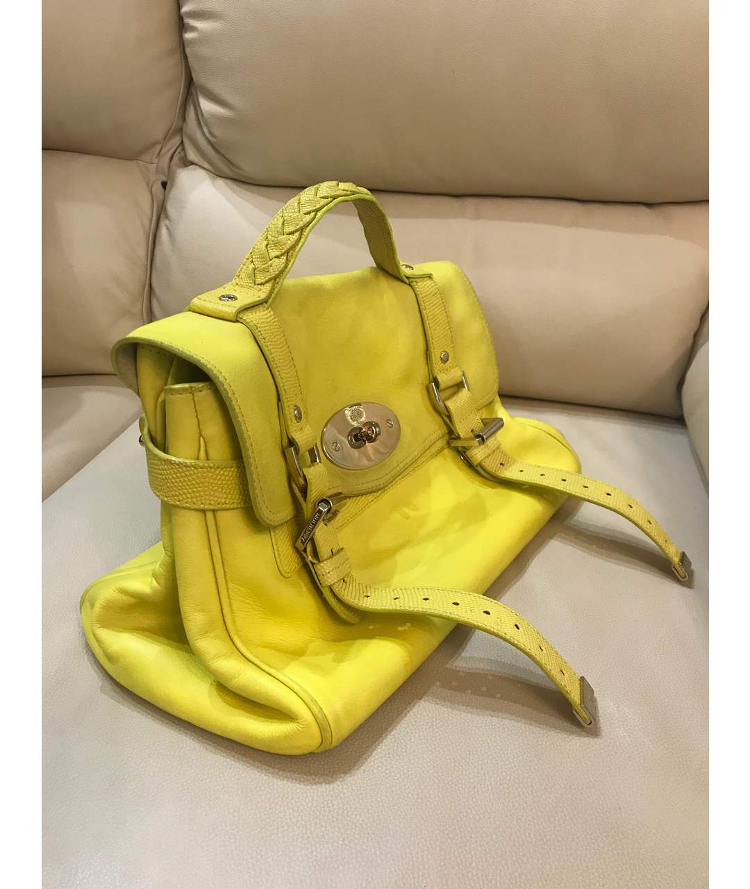 MULBERRY Желтая кожаная сумка тоут, фото 2
