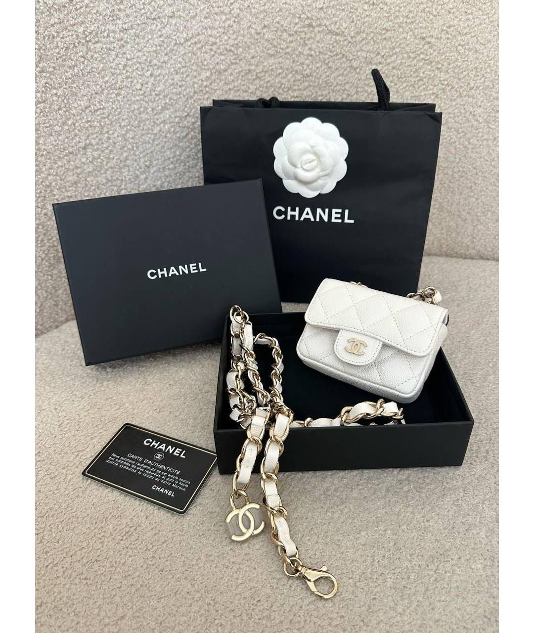 CHANEL Белая кожаная поясная сумка, фото 3