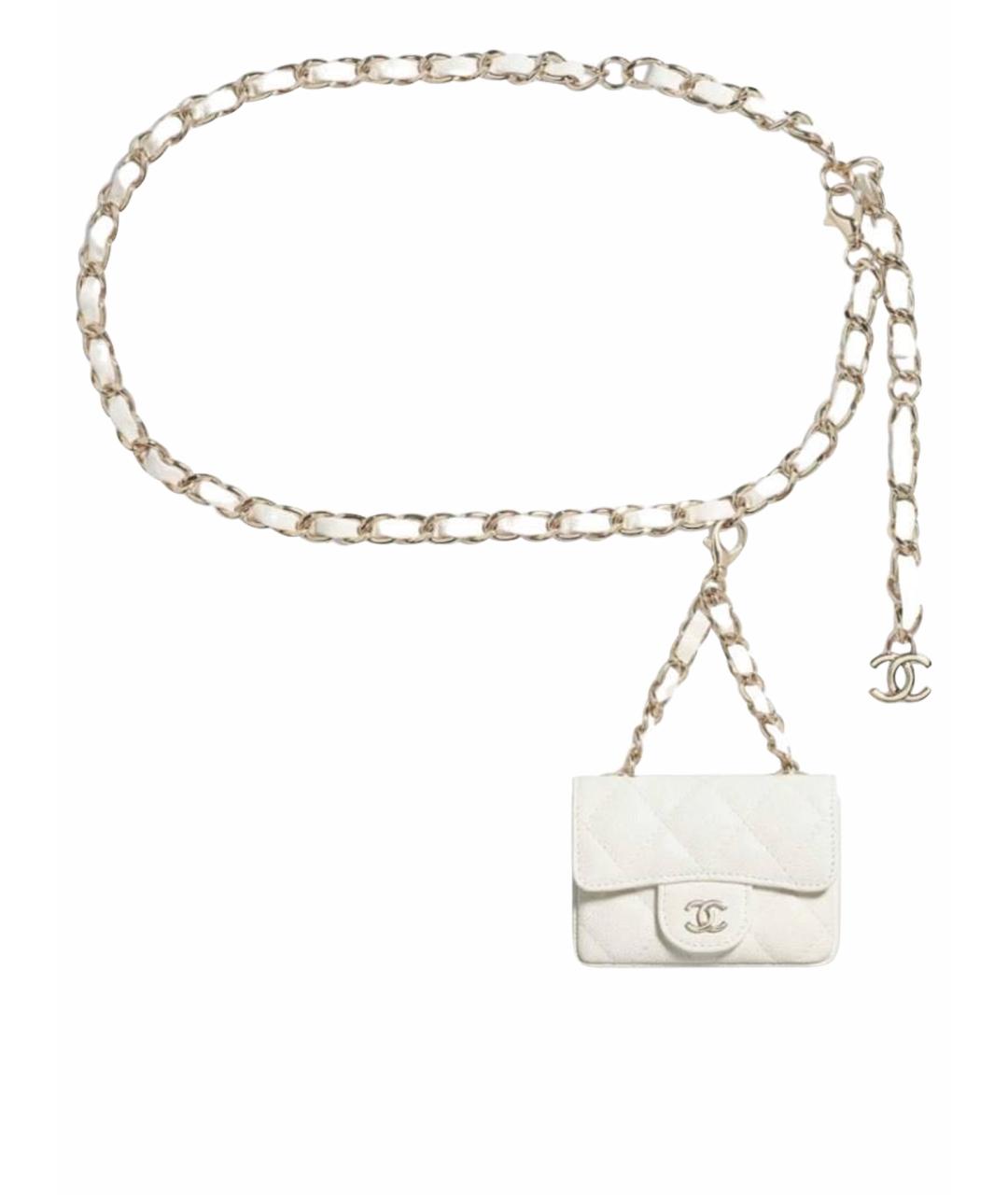 CHANEL Белая кожаная поясная сумка, фото 1