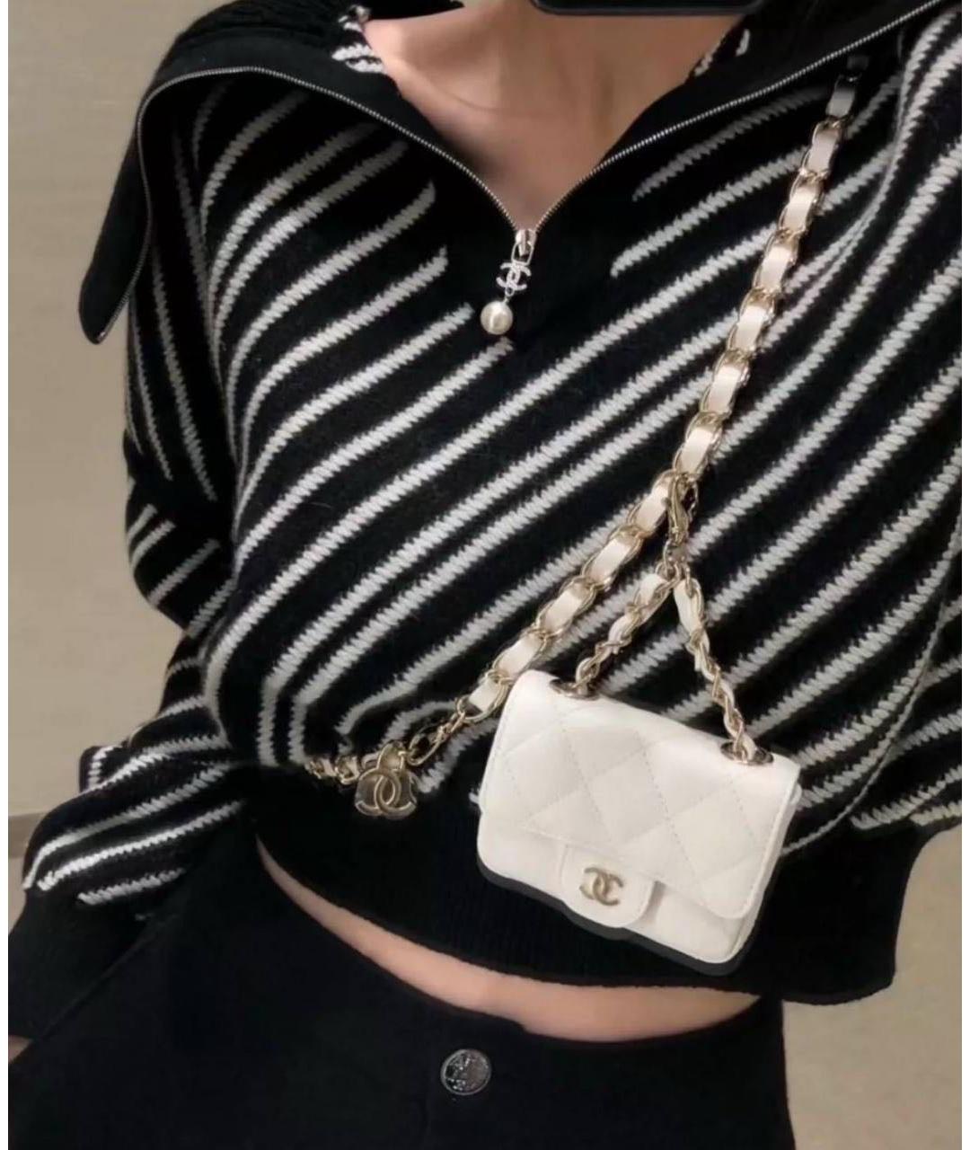 CHANEL Белая кожаная поясная сумка, фото 2