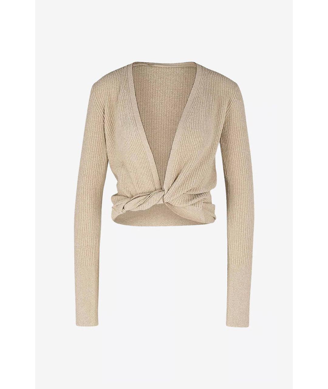 JACQUEMUS Бежевый хлопко-эластановый кардиган, фото 4