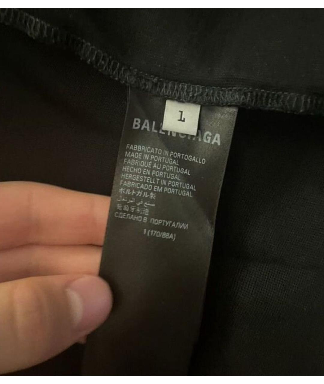 BALENCIAGA Черная хлопковая футболка, фото 4