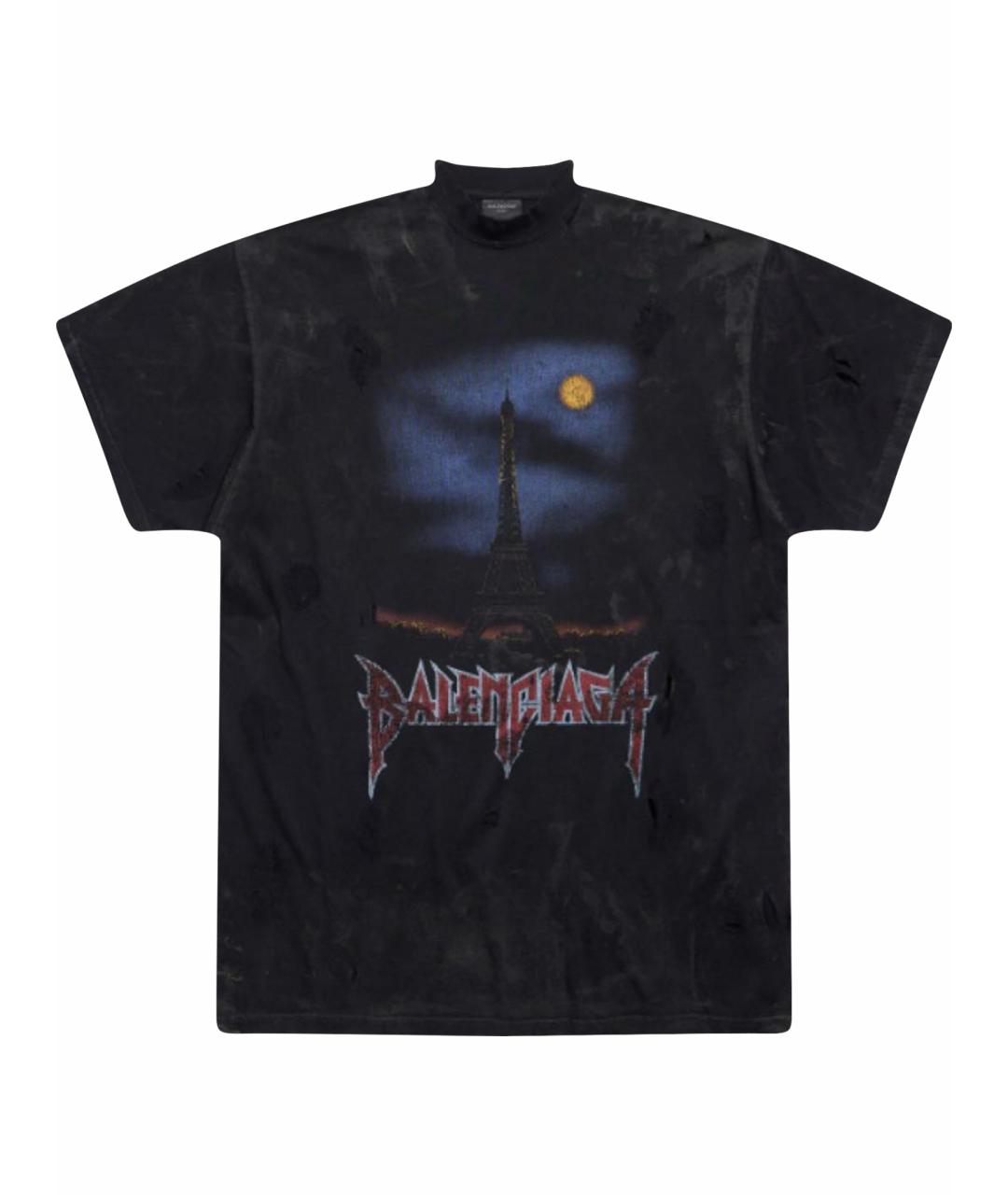 BALENCIAGA Черная хлопковая футболка, фото 1