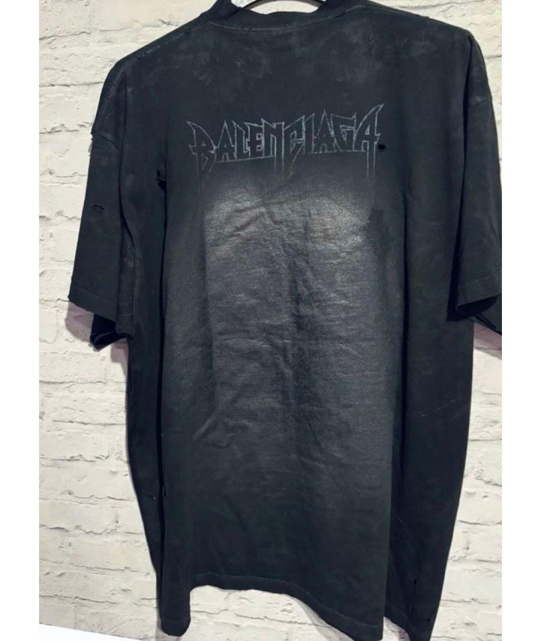 BALENCIAGA Черная хлопковая футболка, фото 2