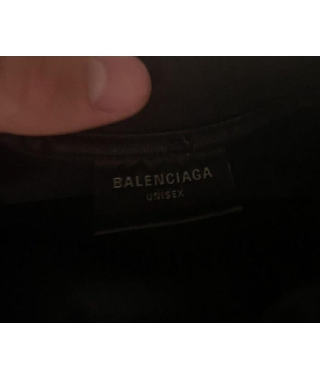 BALENCIAGA Черная хлопковая футболка, фото 3