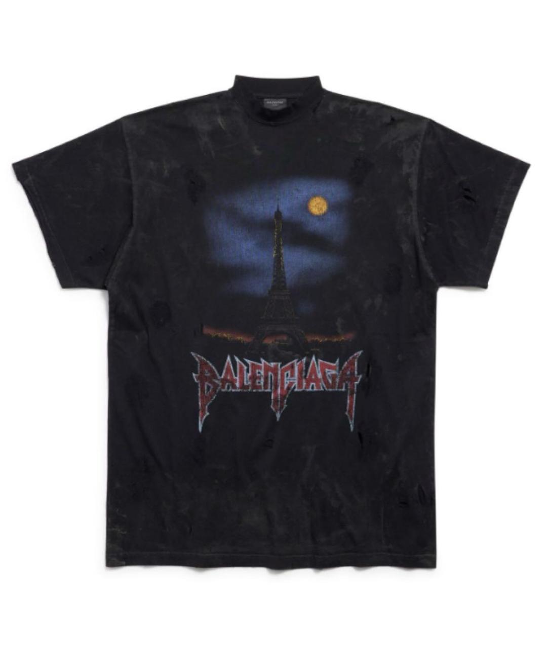 BALENCIAGA Черная хлопковая футболка, фото 5
