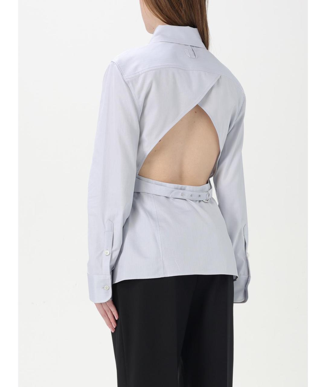 JACQUEMUS Серая хлопко-эластановая рубашка, фото 4