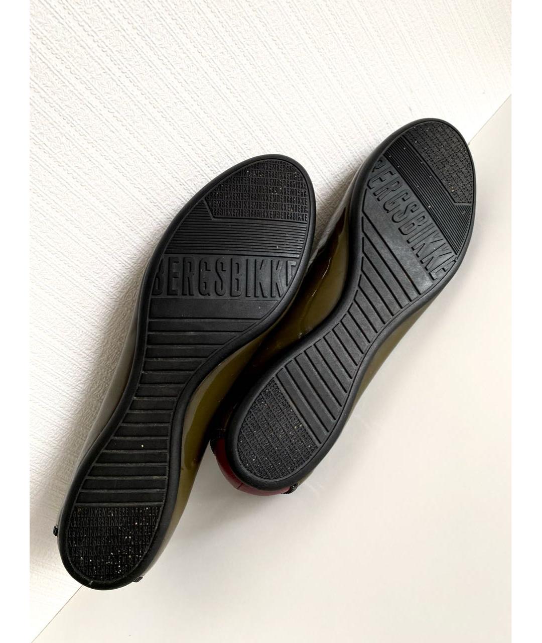 BIKKEMBERGS Хаки балетки из лакированной кожи, фото 8