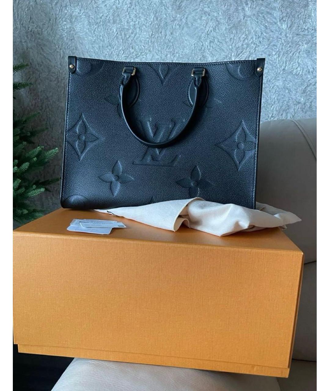 LOUIS VUITTON Черная кожаная сумка тоут, фото 4
