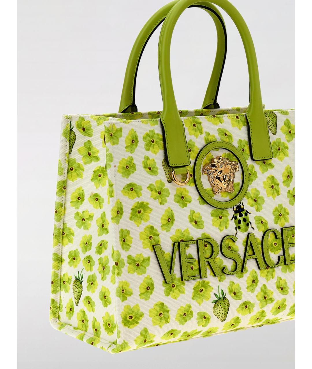 VERSACE Зеленая тканевая сумка тоут, фото 3