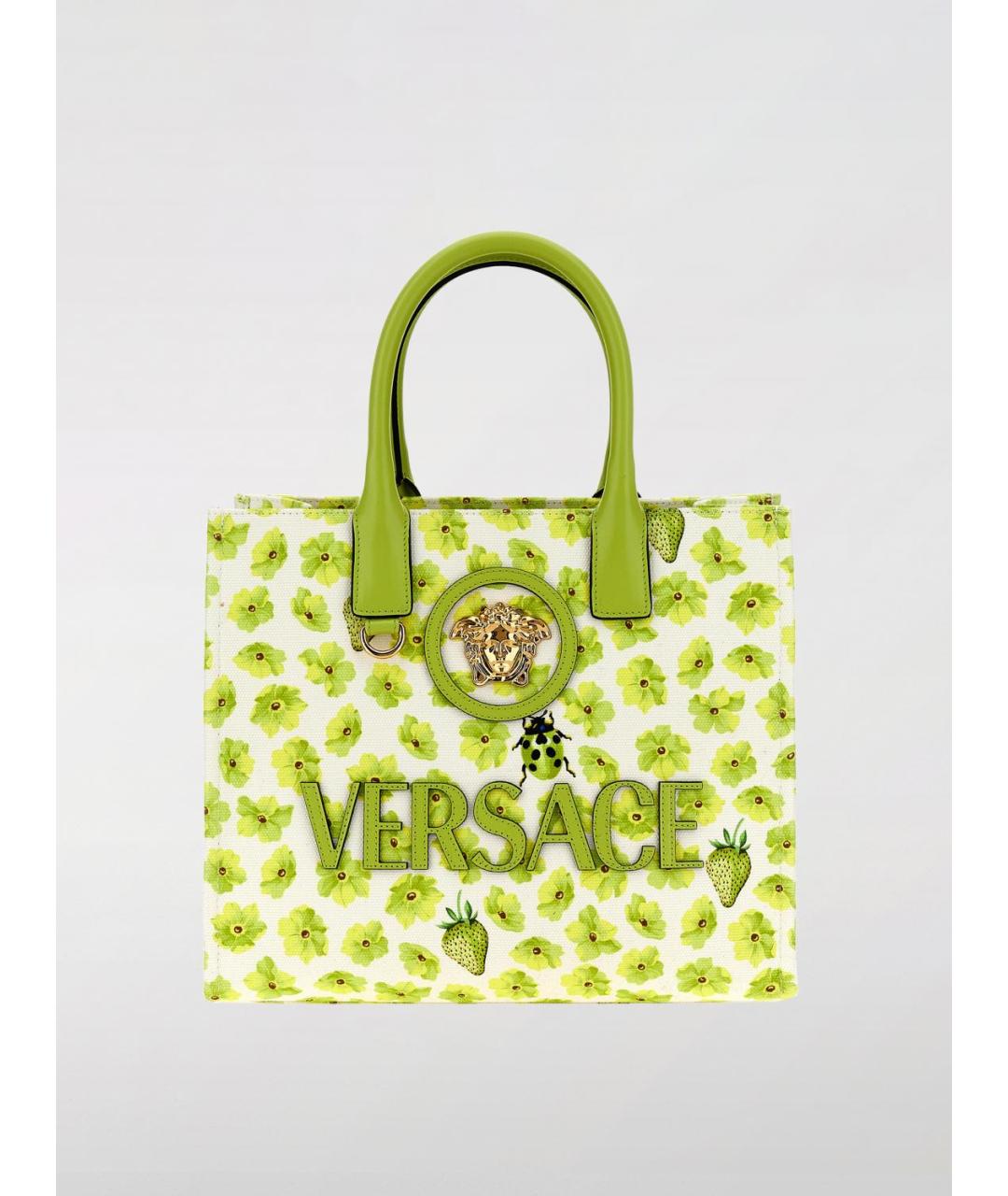 VERSACE Зеленая тканевая сумка тоут, фото 5
