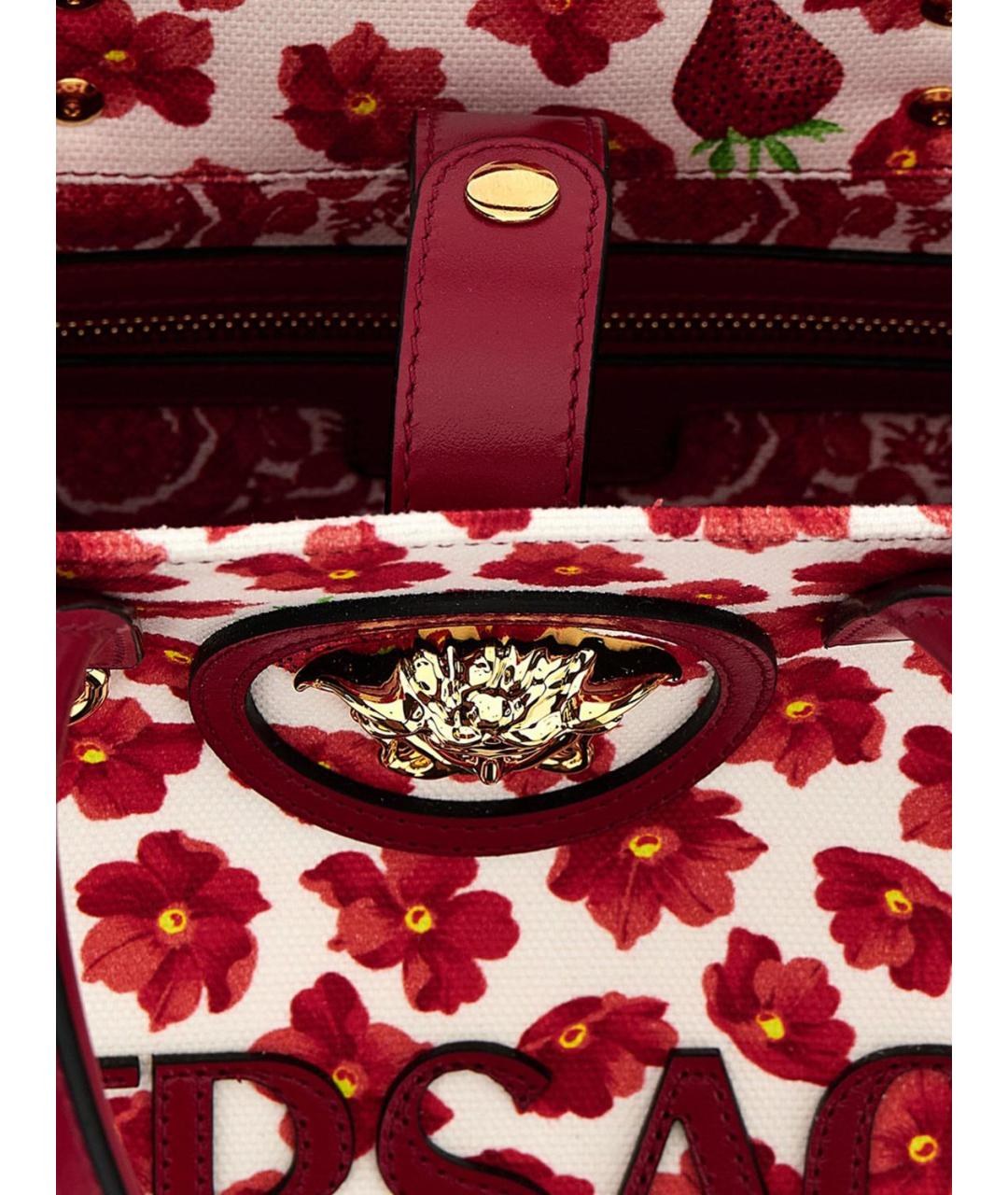 VERSACE Красная тканевая сумка тоут, фото 4
