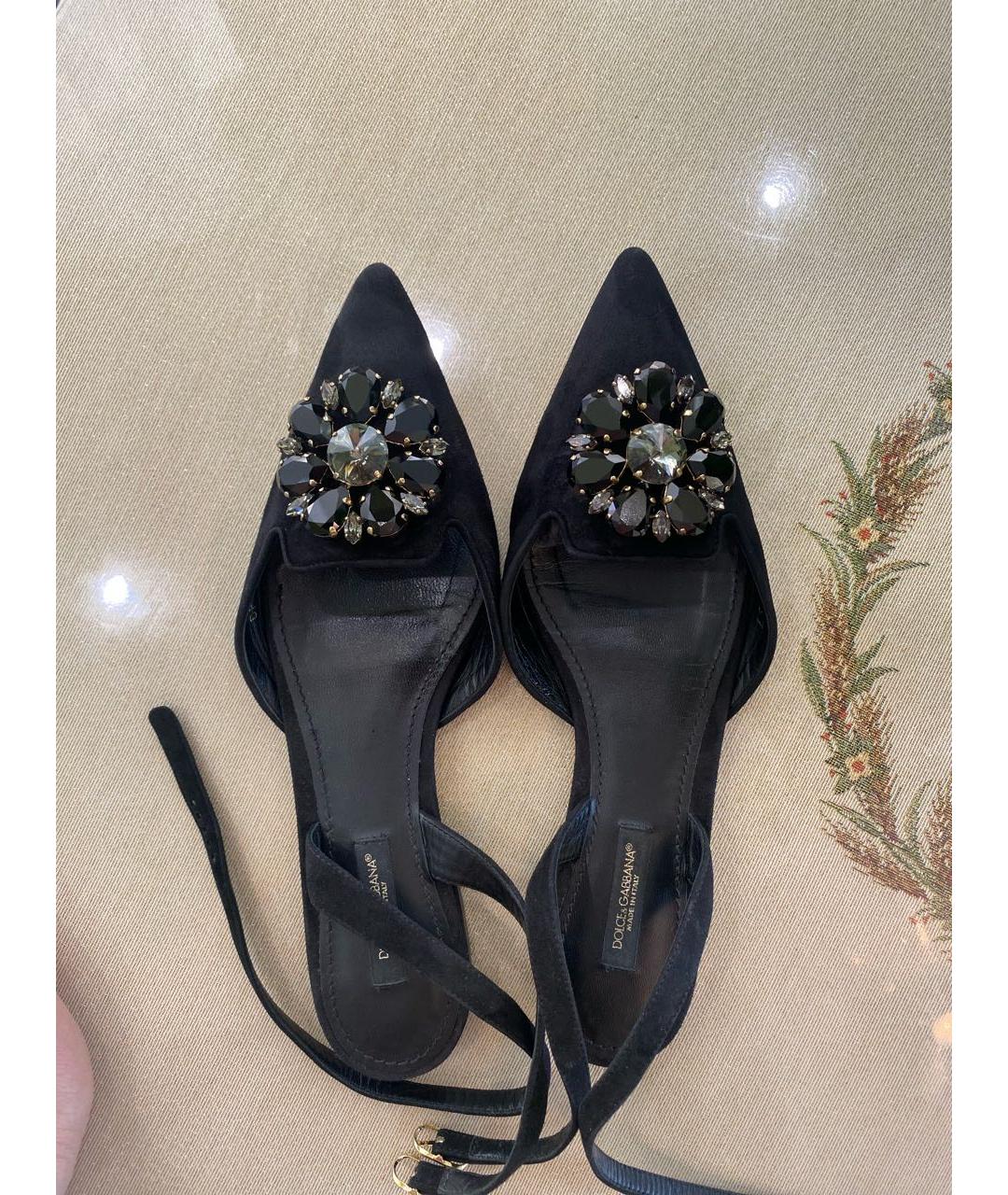 DOLCE&GABBANA Черные замшевые балетки, фото 3