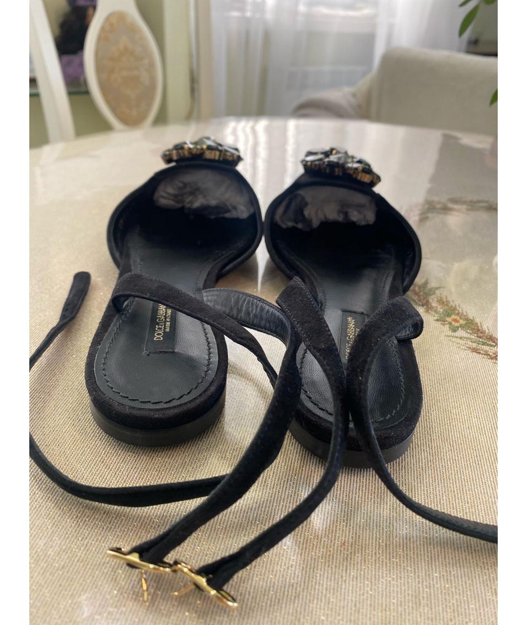 DOLCE&GABBANA Черные замшевые балетки, фото 4