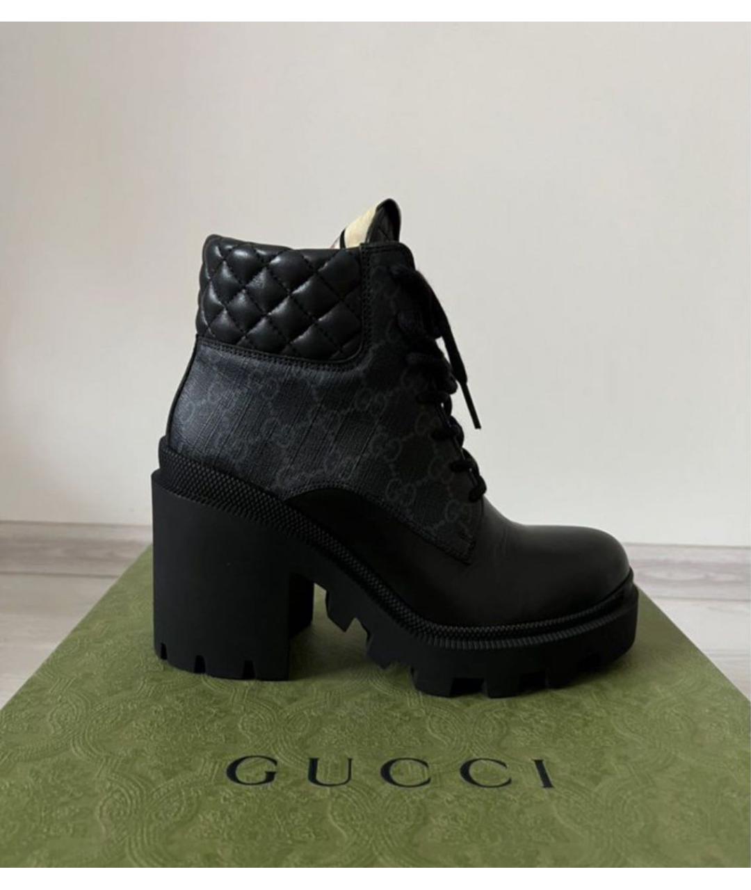 GUCCI Черные кожаные ботильоны, фото 7