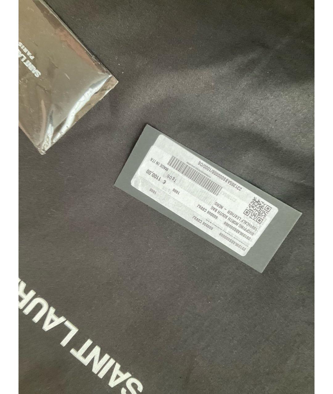 SAINT LAURENT Черная кожаная сумка тоут, фото 3