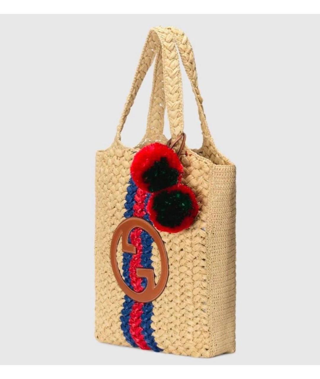 GUCCI Бежевая пляжная сумка, фото 3