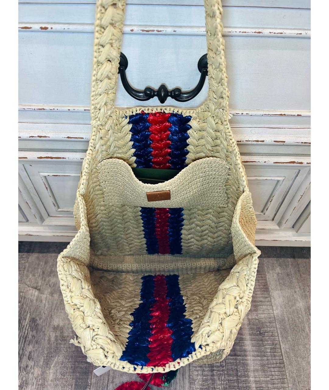 GUCCI Бежевая пляжная сумка, фото 6