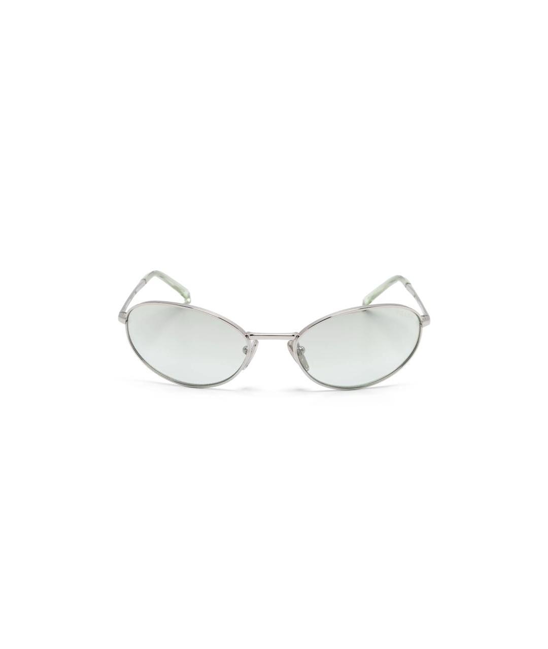 PRADA Серебряные металлические солнцезащитные очки, фото 2